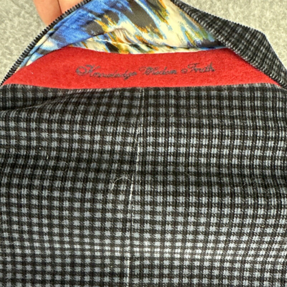 Robert Graham Blazer Mens 42R Blue Check Velvet Sports Coat Suit Jacket READ - Picture 9 of 12